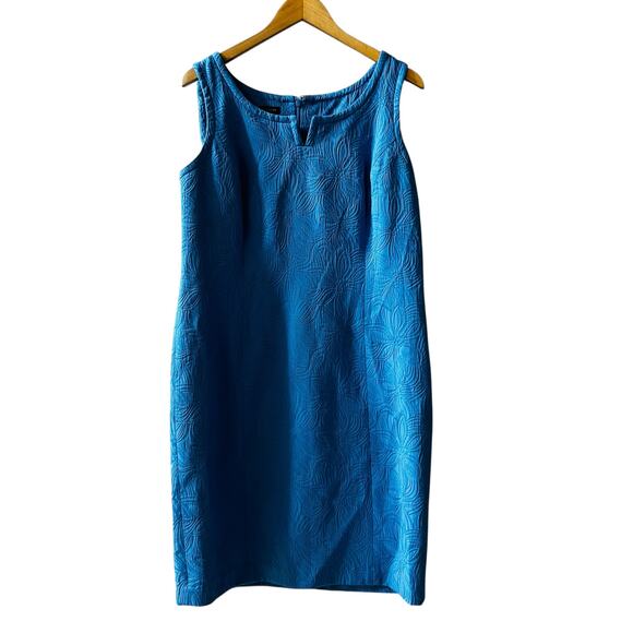 Talbots Floral Imprinted Sleeveless Shift Dress Size 14 Blue - Picture 1 of 8